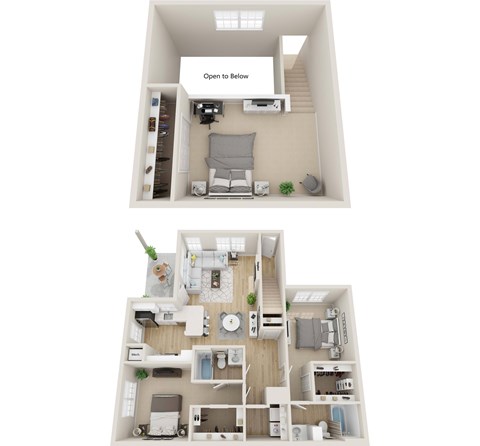 Floor plan for 2 beds, 1 bath, 1498 sqft